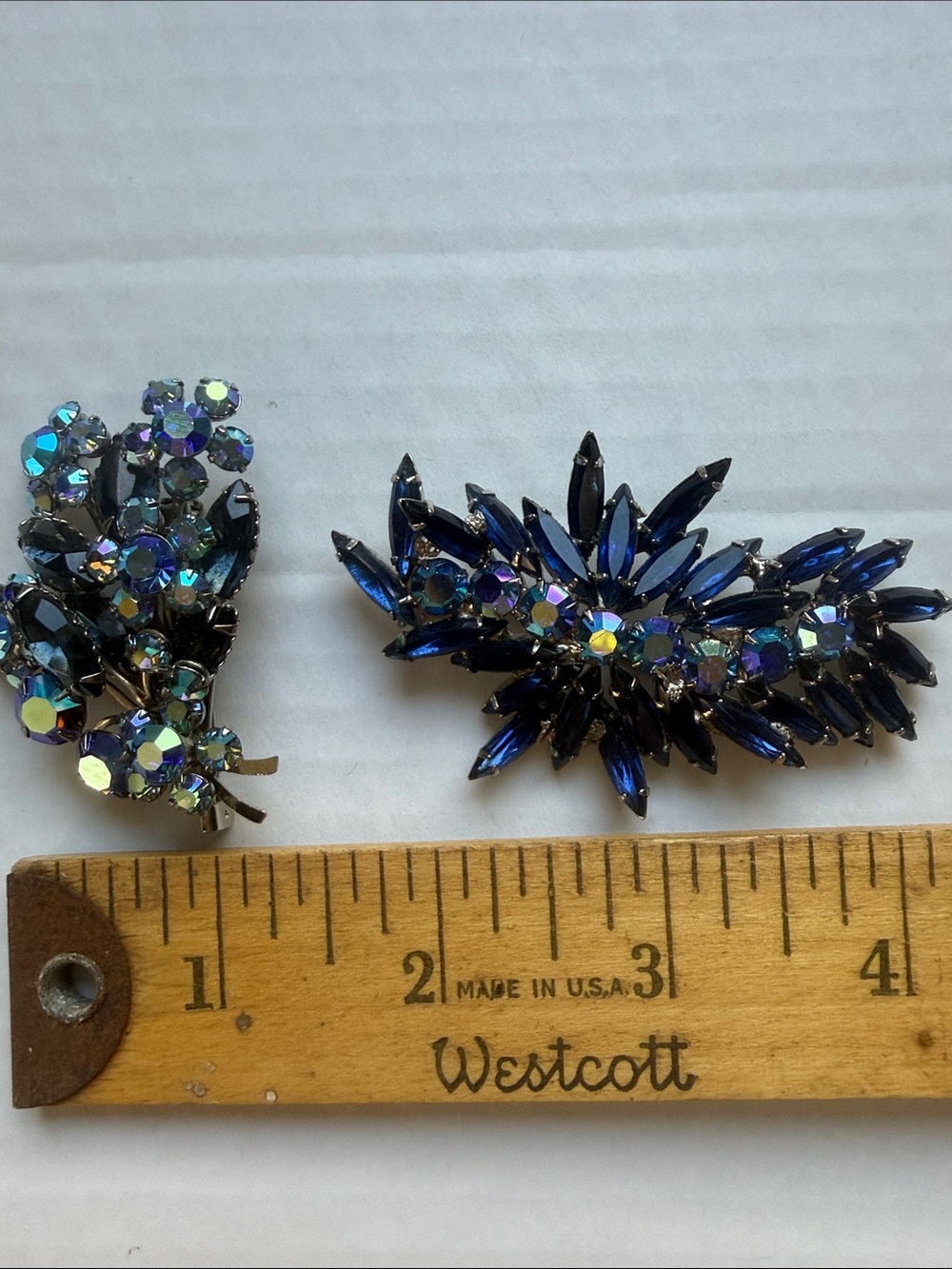 Bundle of two Sapphire Blue Crystal Brooches